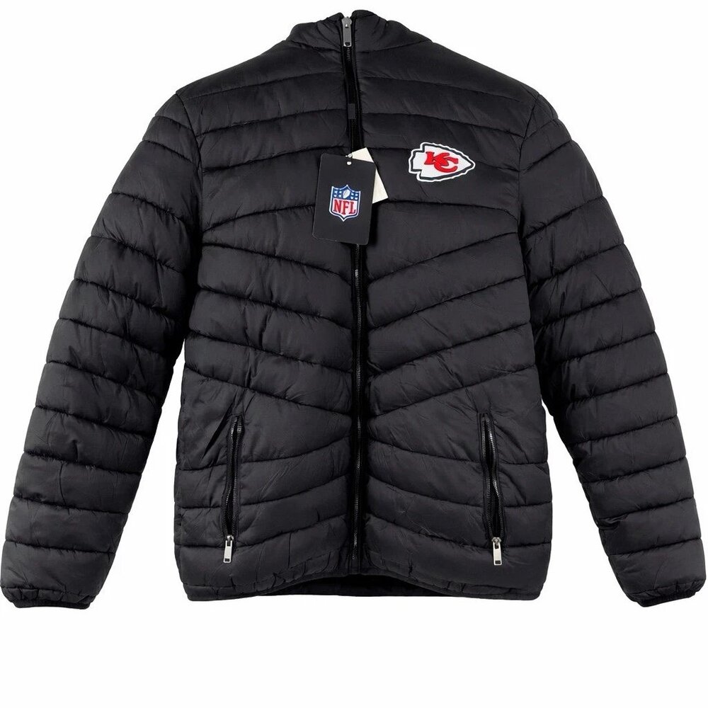 Size Large New NFL Kansas City Chiefs Hooded Puffer Jacket Chiefs Back MSRP $300